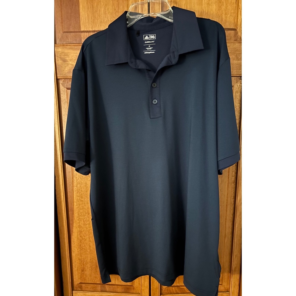 Adidas Golf Polo Shirt ClimaLite Moisture Wicking Athletic Blue Mens Medium READ